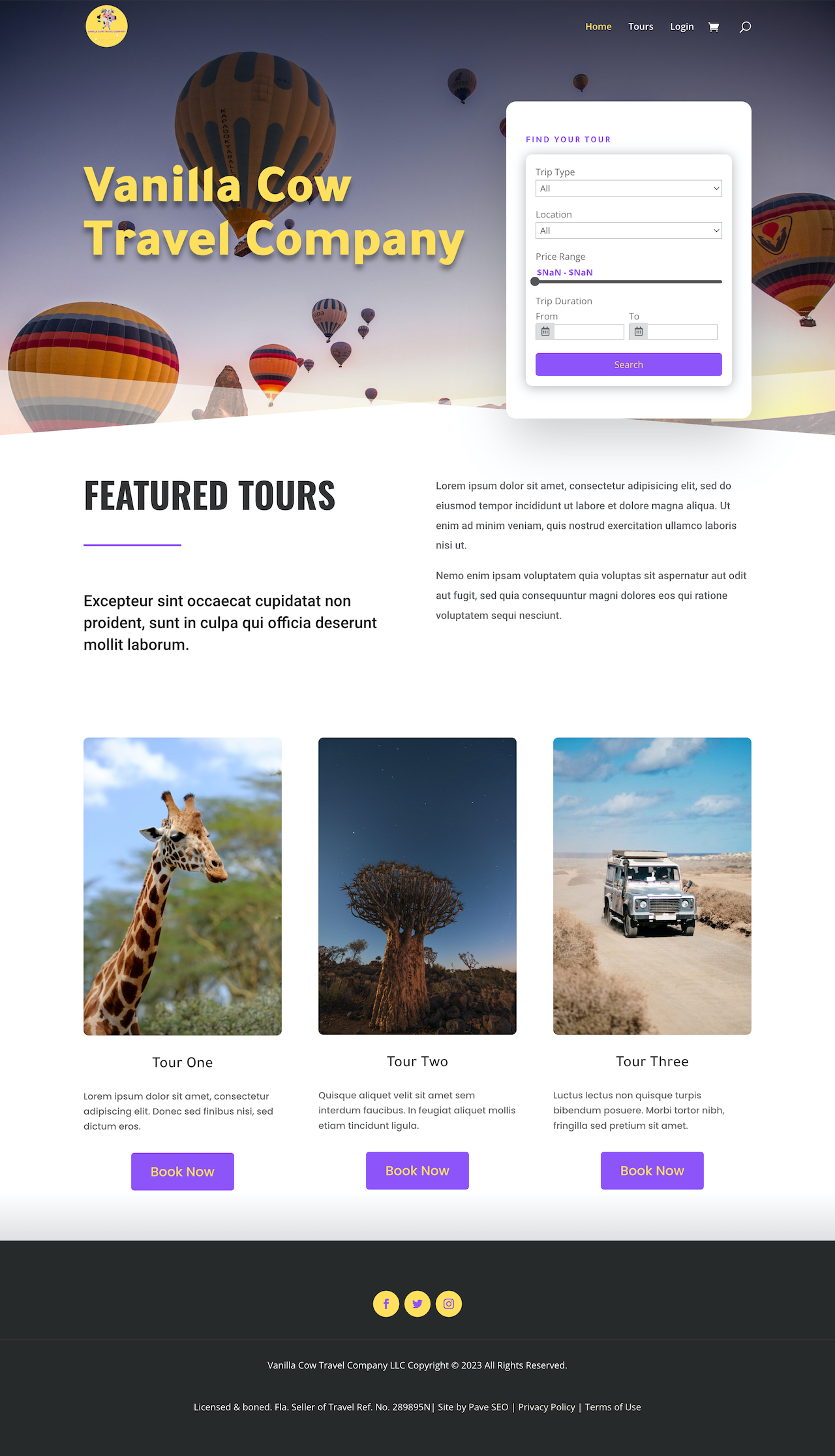 Vanilla Cow Travel Company Homepage Vanilla Cow Travel Company LLC